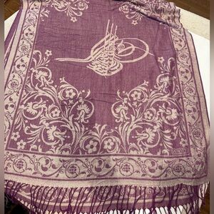 Purple and Champagne  Patterned Pashmina Scarf